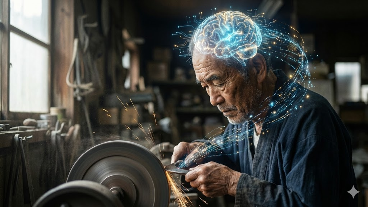 ベテラン職人の技能をAIへ継承するイメージ図